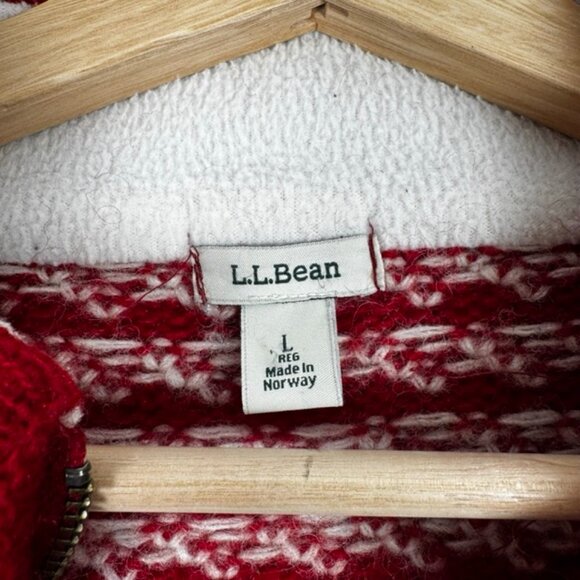 LL Bean Made in Norway Birdseye Nordic 100% Wool Full Zip Sweater Women's Large - Picture 4 of 9